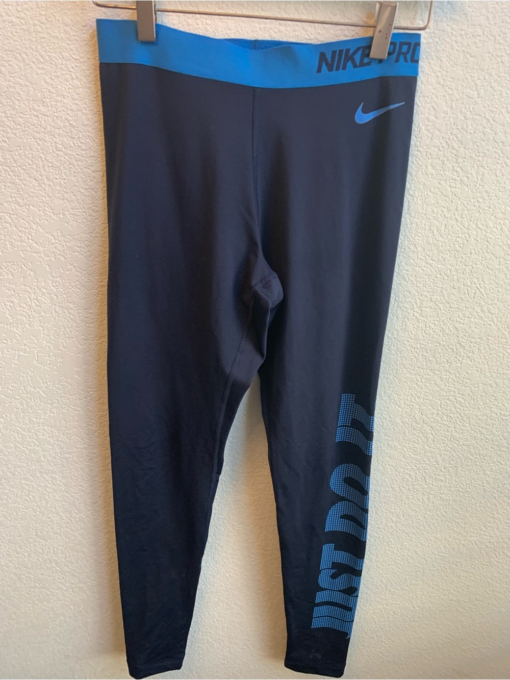 Nike Black and Blue Girls' Performance Leggings